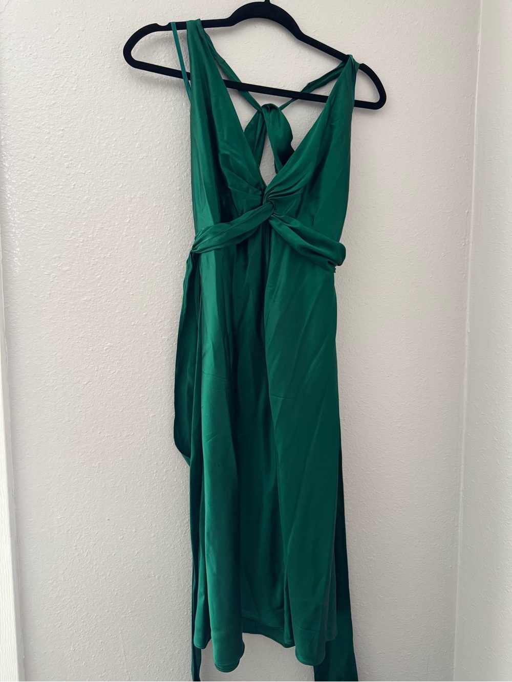 MAXAZRIA collection Emerald Green Satin Maxi Dress 8